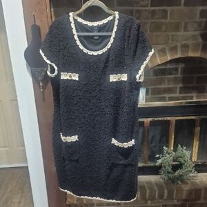 J.B.S. Black Dress with Cream Details